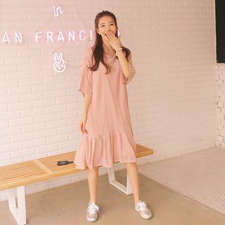 3/4-sleeve Lace A-line Midi Dress