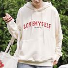 Letter Embroidered Oversize Hoodie Off-white - One Size