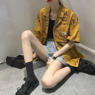 Printed Short-sleeve Shirt Yellow - One Size