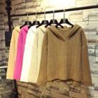 Hooded Mohair Cable Knit Sweater
