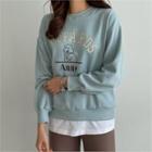Sequined Letter Napped Sweatshirt