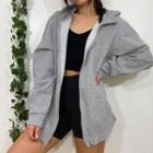 Loose-fit Plain Zip Hoodie