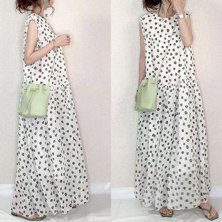 Sleeveless Floral Maxi Sundress White - One Size