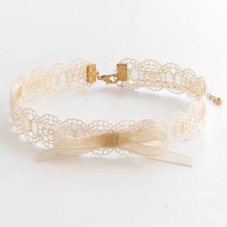 Bow Accent Lace Choker Yellow - One Size