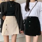 Asymmetrical Corduroy Mini Skirt