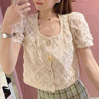 Short-sleeve Lace Top / Sleeveless Top / Plaid A-line Skirt