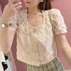 Short-sleeve Lace Top / Sleeveless Top / Plaid A-line Skirt