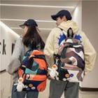 Color Block Backpack / Badge / Bag Charm / Set