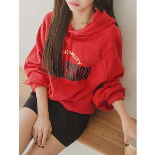 Letter-printed Balloon-sleeve Hoodie
