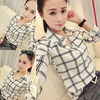 Windowpane Chiffon Shirt