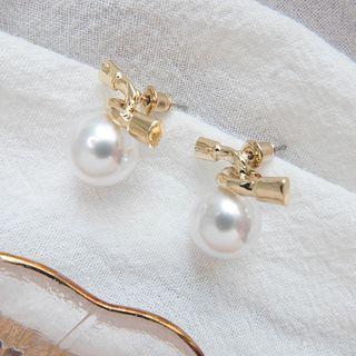 Freshwater Pearl Dangle Earring Stud Earring - 1 Pair - Gold - One Size