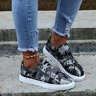 Laceless Camouflage Print Sneakers