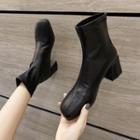 Block-heel Square Toe Short Boots