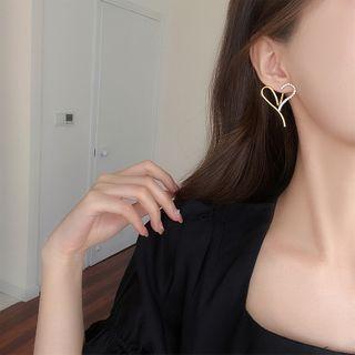 Alloy Rhinestone Heart Earring 1 Pair - Gold - One Size