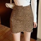 Irregular Leopard Print Mini A-line Skirt