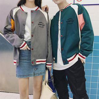 Couple Matching Color-block Baseball Jacket