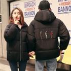 Couple Matching Reversible Print Hooded Puffer Jacket
