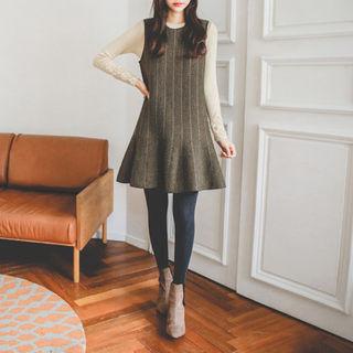 Sleeveless Herringbone Flare A-line Dress