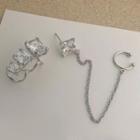 Rhinestone Chain Alloy Cuff Earring 1 Pair - Silver - One Size