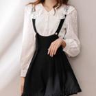 Puff-sleeve Blouse / Suspender Shorts / Set