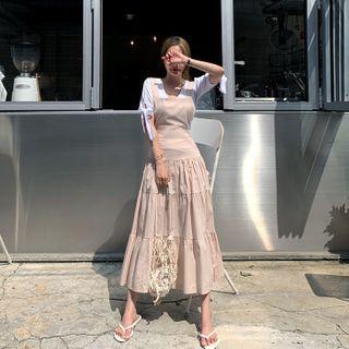 Tiered Maxi Suspender Dress