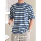 Round-neck Stripe Knit T-shirt