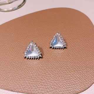 Triangle Rhinestone Earring 1 Pair - Dark Silver - One Size