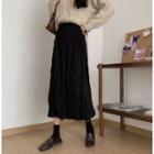 High-waist Ruched Mesh A-line Skirt
