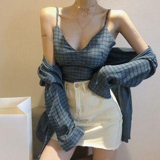 Set: Checked Tank Top + Shirt