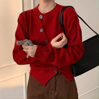 Round-neck Long-sleeve Asymmetrical Knit Jacket