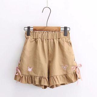 Bow-detail Embroidered Shorts
