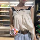 Sleeveless Ruffled Top White - One Size