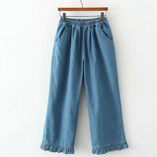 Frill Trim Band Waist Jeans