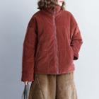 Stand Collar Corduroy Zip Jacket
