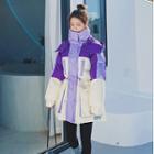 Stand Collar Color Block Padded Coat