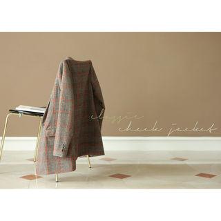 One-button Glen-plaid Wool Blend Blazer