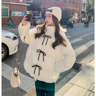 Padded Hooded Zip-up Coat White - One Size