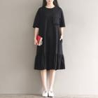 Short-sleeve Knit A-line Midi Dress