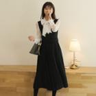 Flared Long Pinafore Dress With Belt