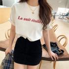 Letter Short-sleeve Napped T-shirt