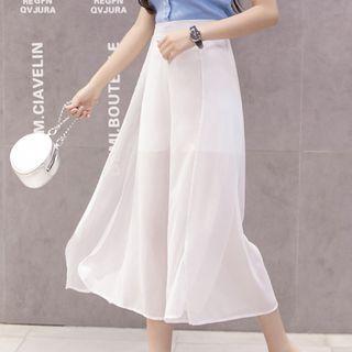 Slit Hem Cropped Wide Leg Pants
