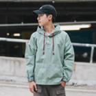 Stitched Gather Cuff Hooded Jacket