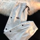 Side-button Corduroy Wide Leg Jogger Pants