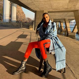 Double-breasted Denim Trench Coat With Sash