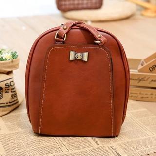 Bow Faux Leather Backpack