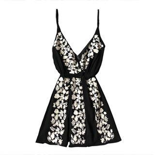 Embroidered V-neck A-line Dress