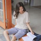 V-neck Drawstring-hem T-shirt