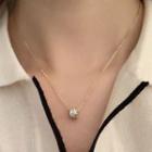 Rhinestone Necklace Necklace - Zircon - Silver - One Size