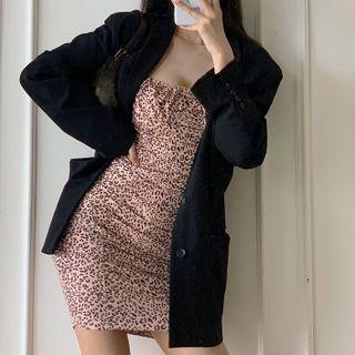 Spaghetti Strap Leopard Print Dress / Jacket