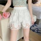 Floral Embroidered Lace Shorts